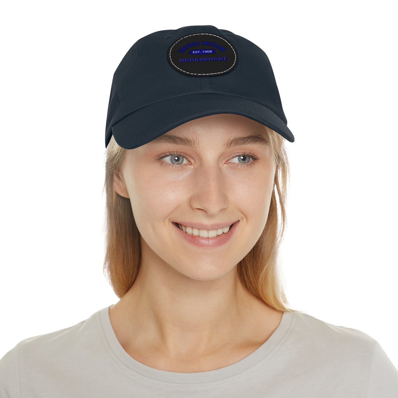 Inter Milan Nerazzurri Dad Hat with Leather Patch (Round)