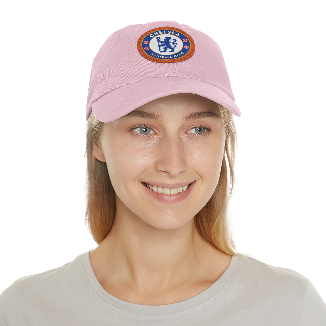 Chelsea Dad Hat with Leather Patch (Round)