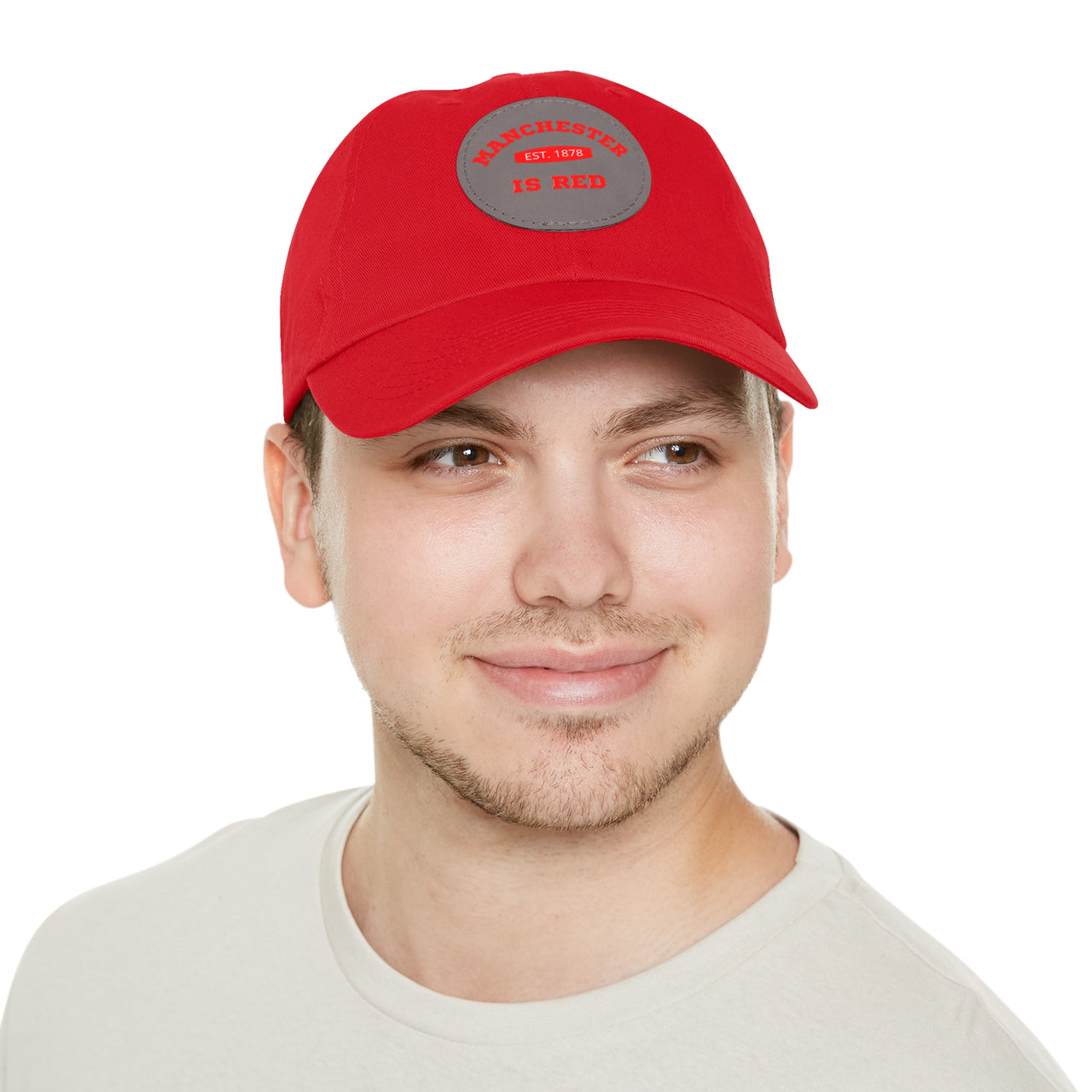 Manchester United Dad Hat with Leather Patch (Round)