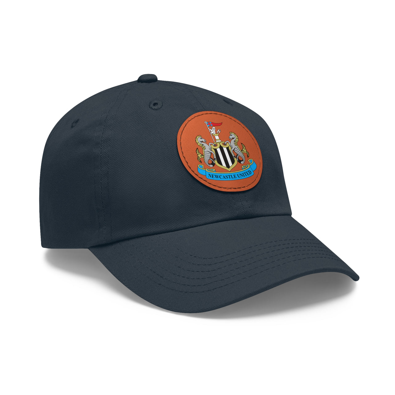 Newcastle Dad Hat with Leather Patch (Round)