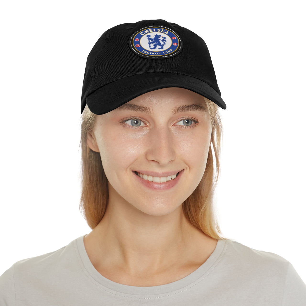 Chelsea Dad Hat with Leather Patch (Round)