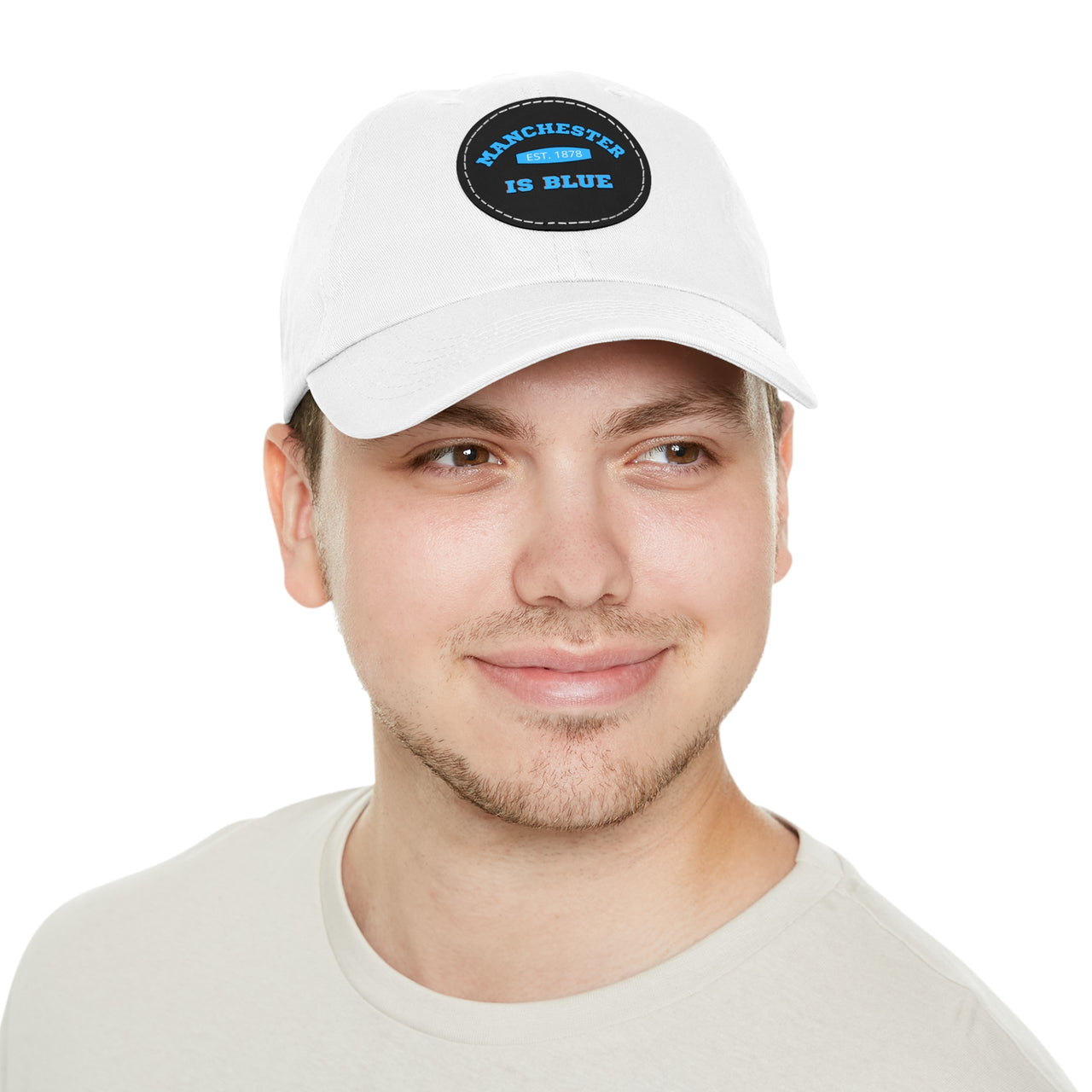 Manchester City Dad Hat with Leather Patch (Round)