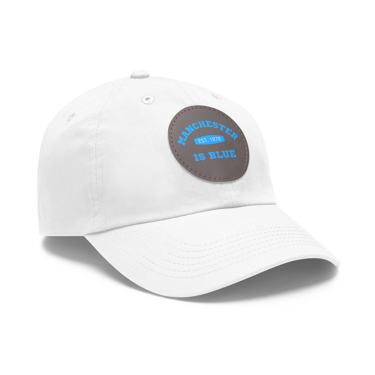 Manchester City Dad Hat with Leather Patch (Round)