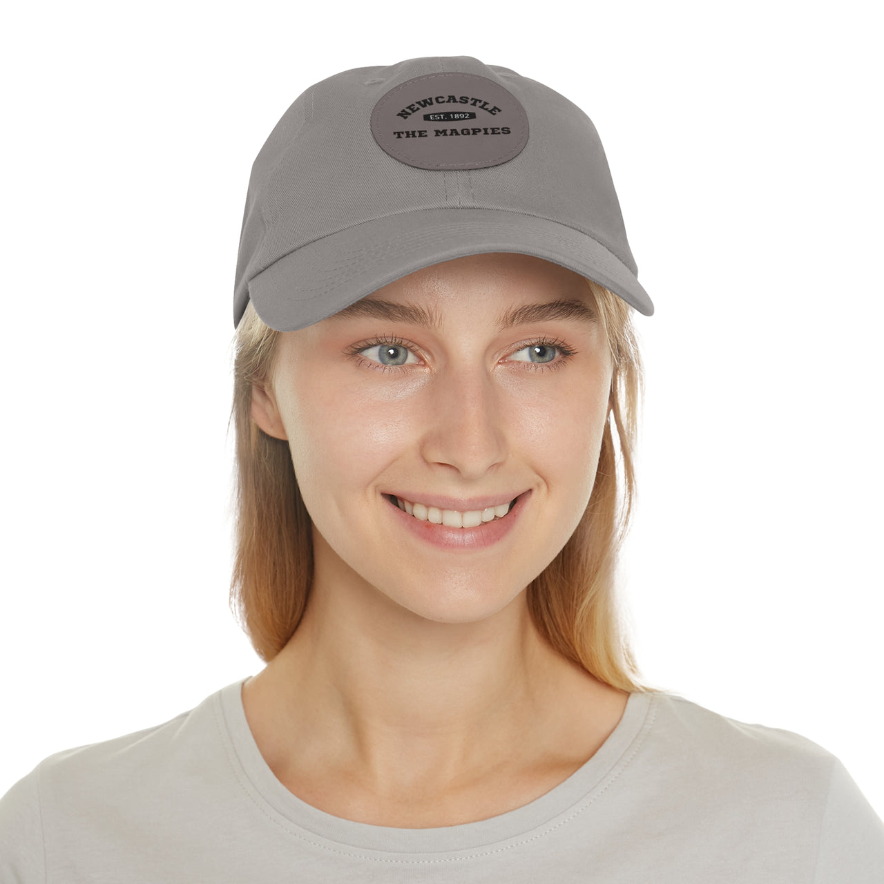 Newcastle Slogan Dad Hat with Leather Patch (Round)