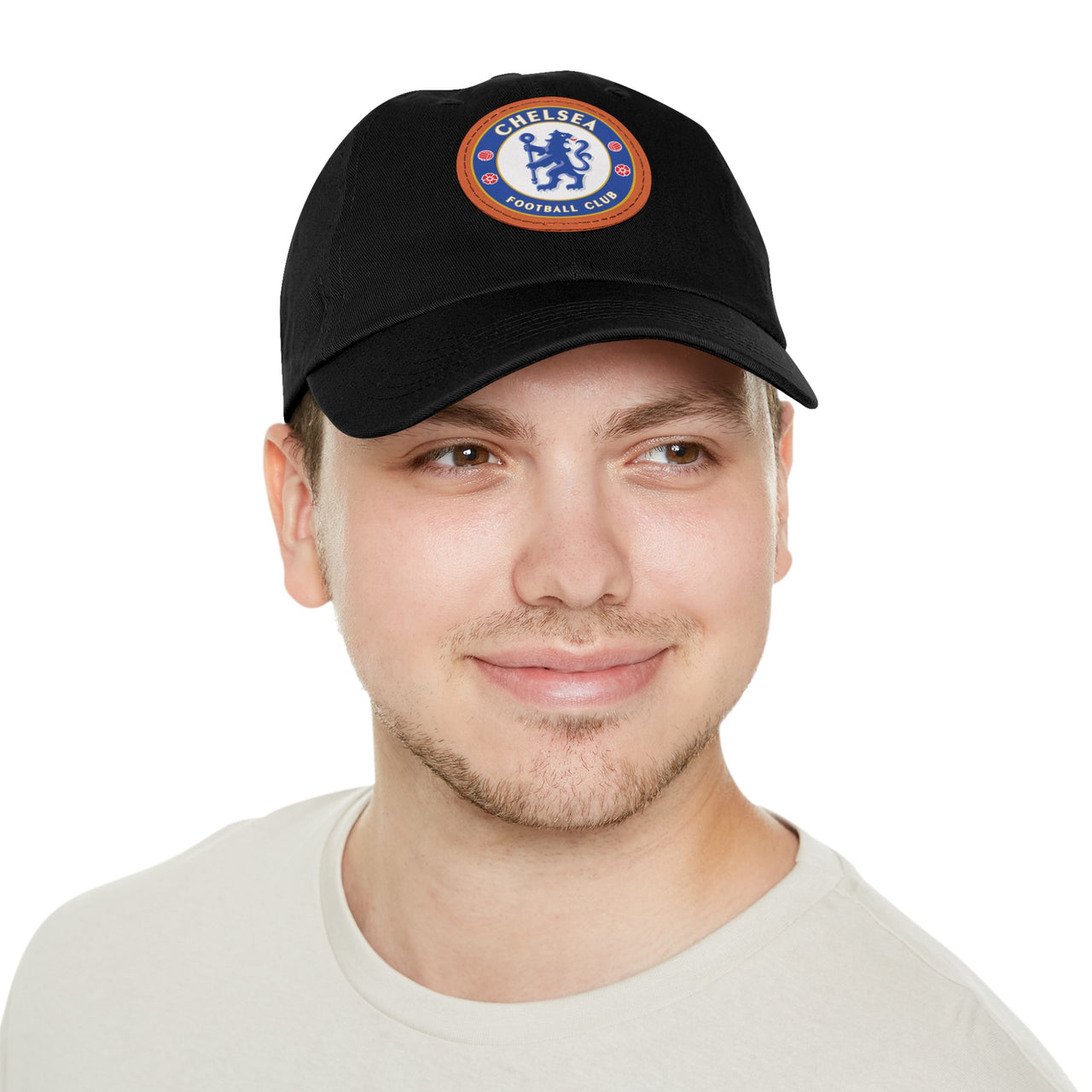 Chelsea Dad Hat with Leather Patch (Round)