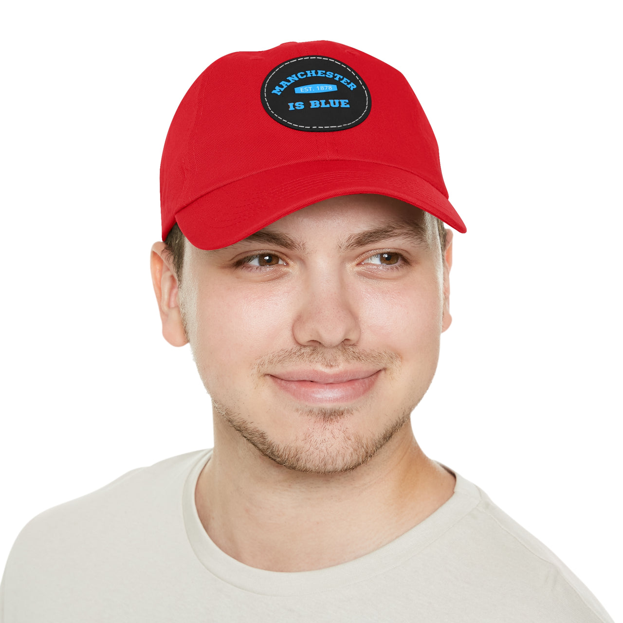 Manchester City Dad Hat with Leather Patch (Round)