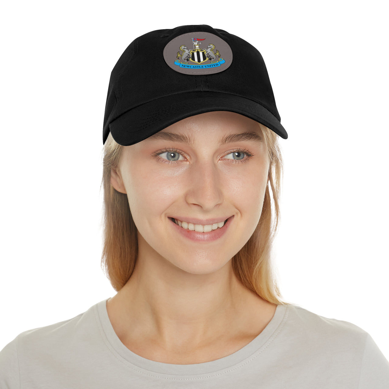 Newcastle Dad Hat with Leather Patch (Round)