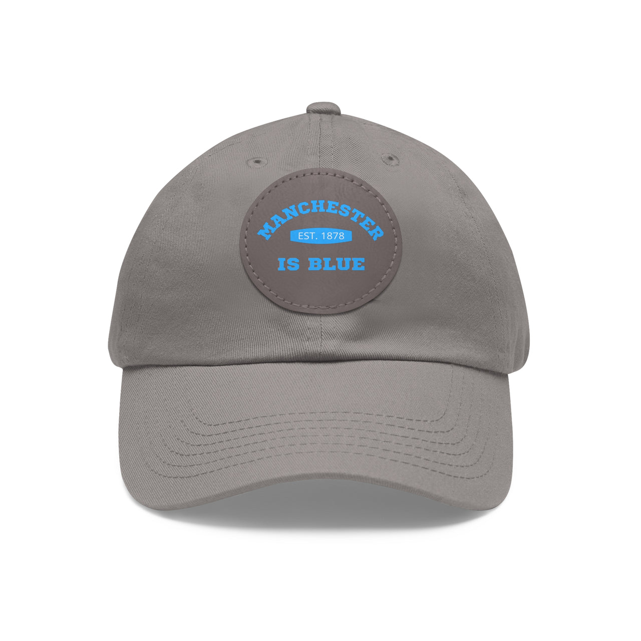 Manchester City Dad Hat with Leather Patch (Round)