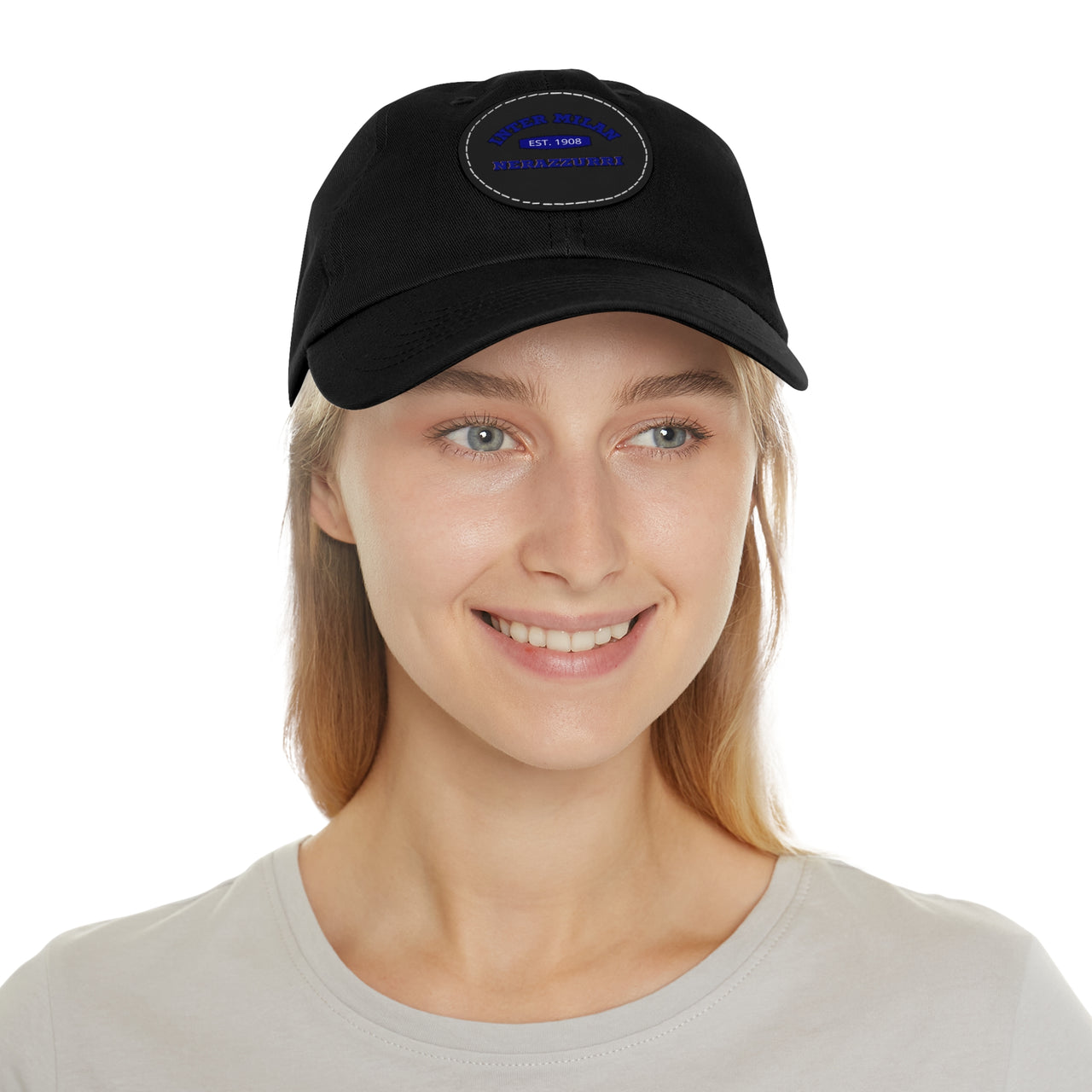 Inter Milan Nerazzurri Dad Hat with Leather Patch (Round)