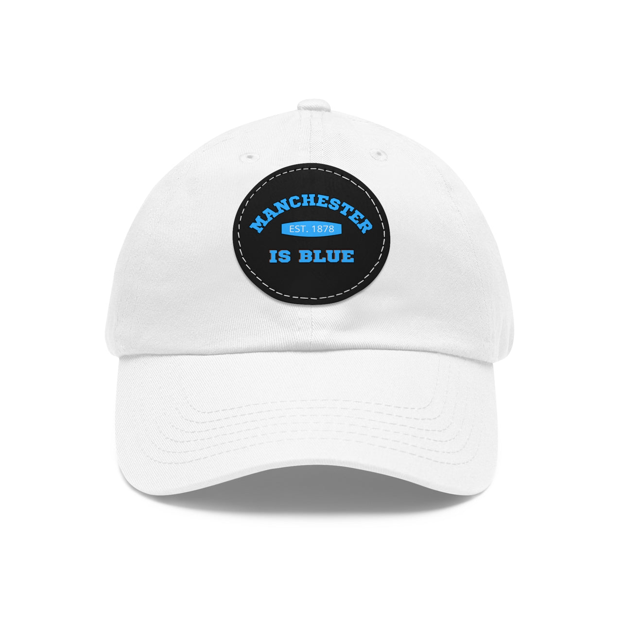 Manchester City Dad Hat with Leather Patch (Round)