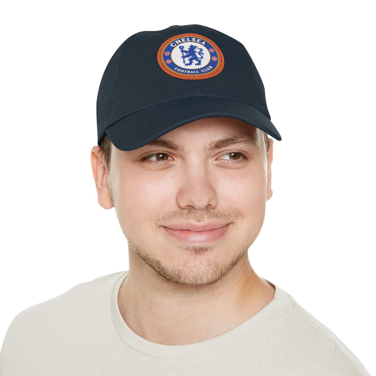 Chelsea Dad Hat with Leather Patch (Round)