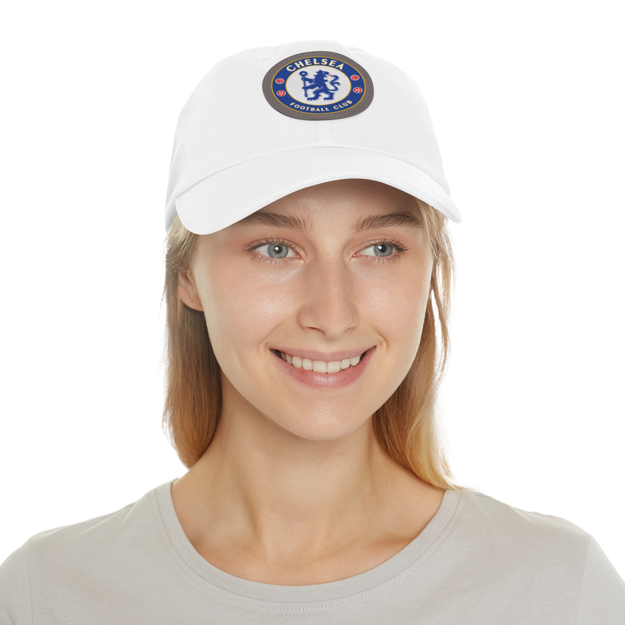 Chelsea Dad Hat with Leather Patch (Round)