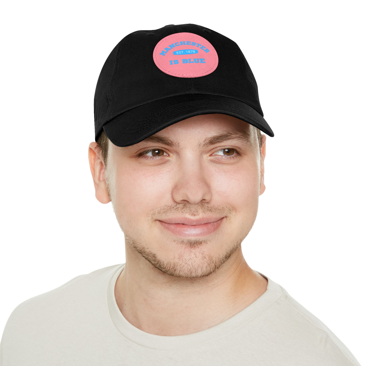 Manchester City Dad Hat with Leather Patch (Round)