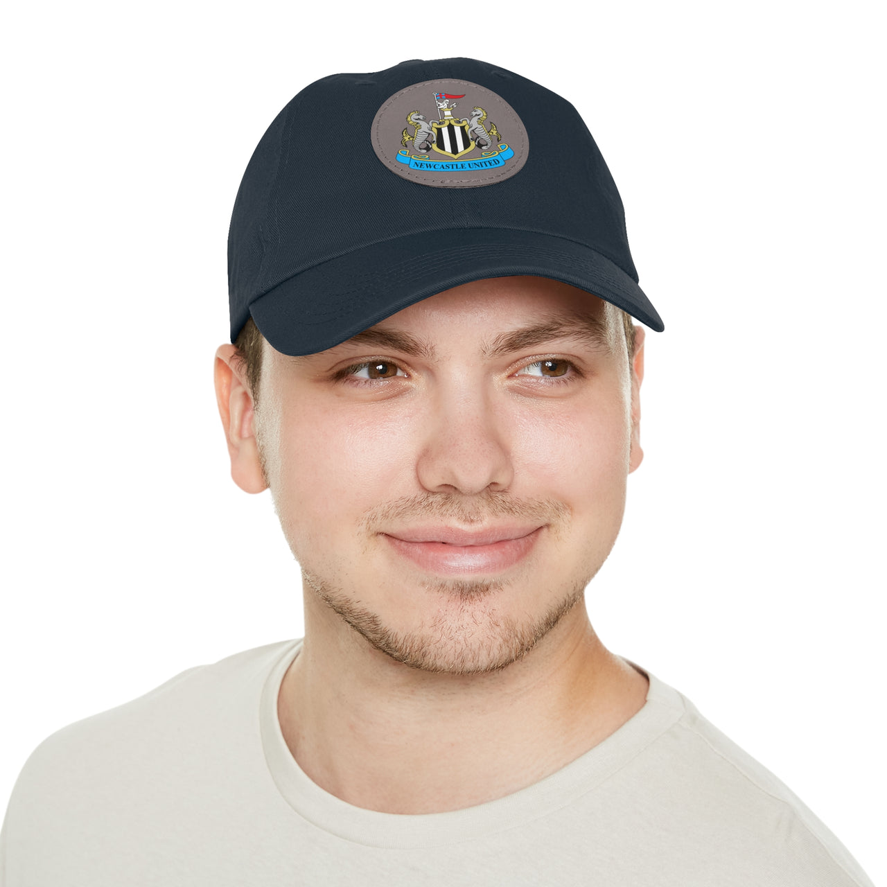 Newcastle Dad Hat with Leather Patch (Round)