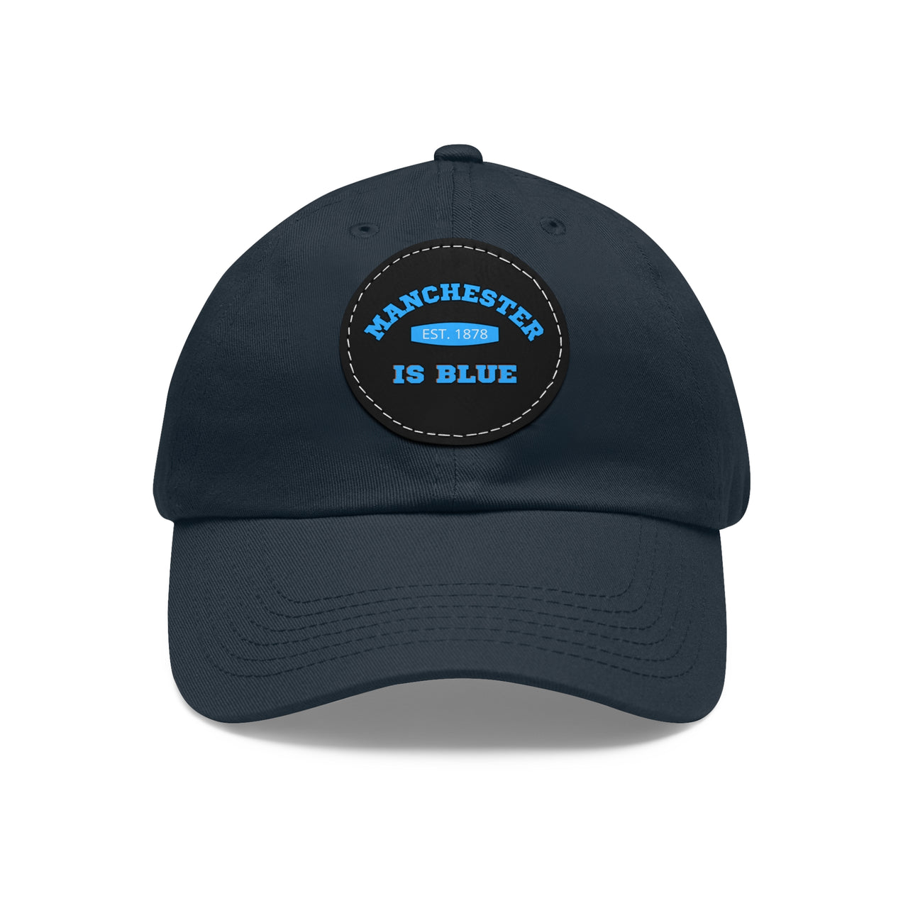 Manchester City Dad Hat with Leather Patch (Round)