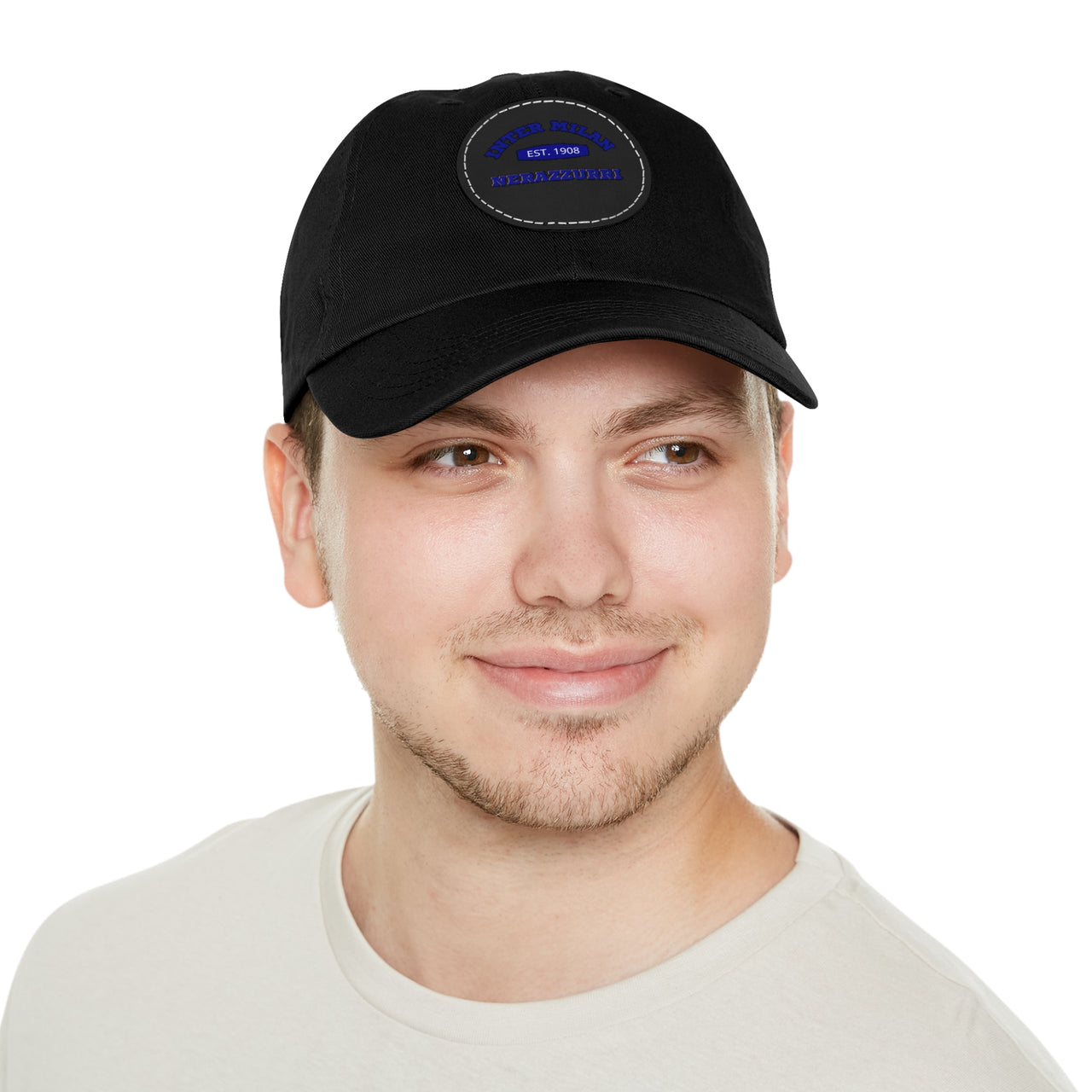 Inter Milan Nerazzurri Dad Hat with Leather Patch (Round)