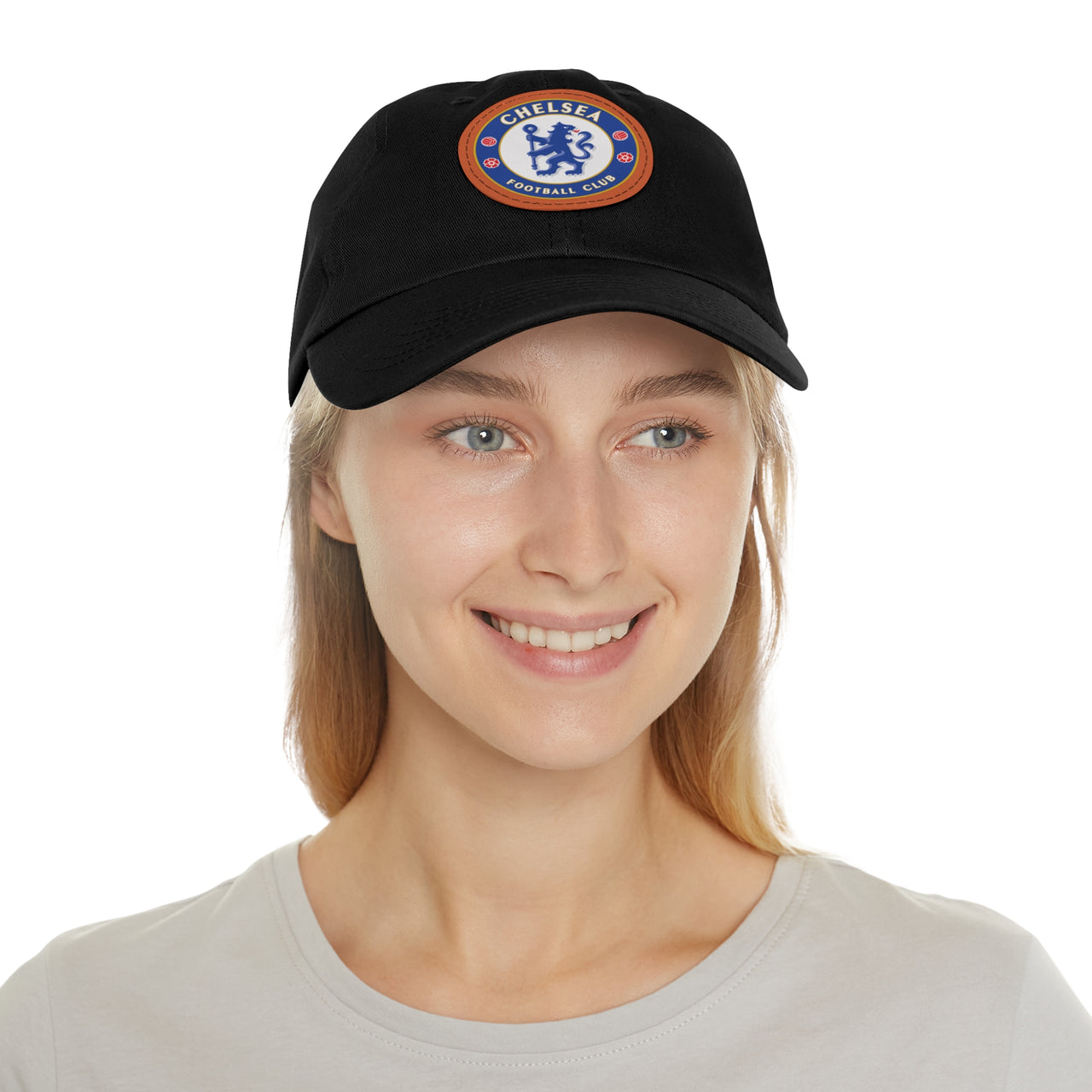 Chelsea Dad Hat with Leather Patch (Round)