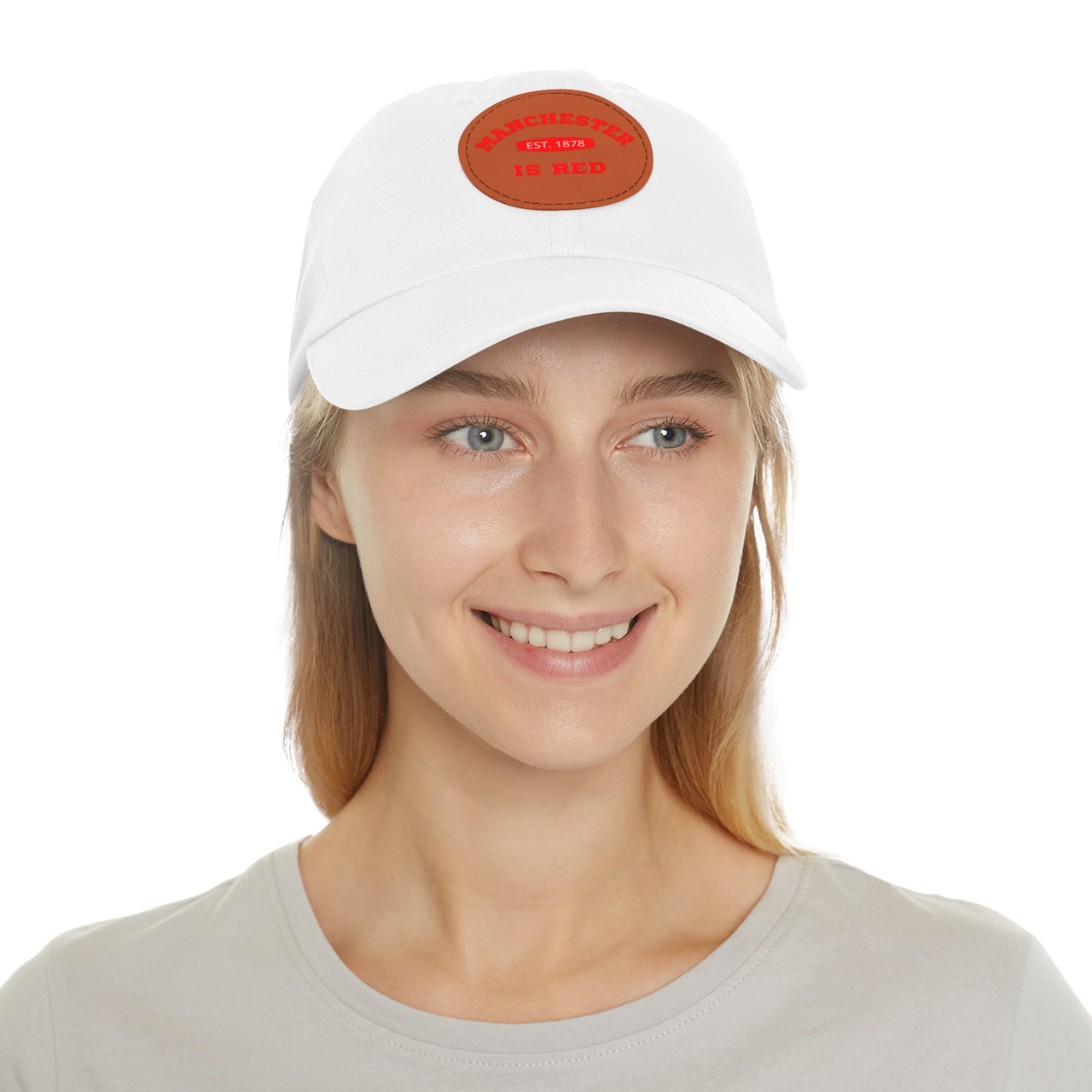 Manchester United Dad Hat with Leather Patch (Round)