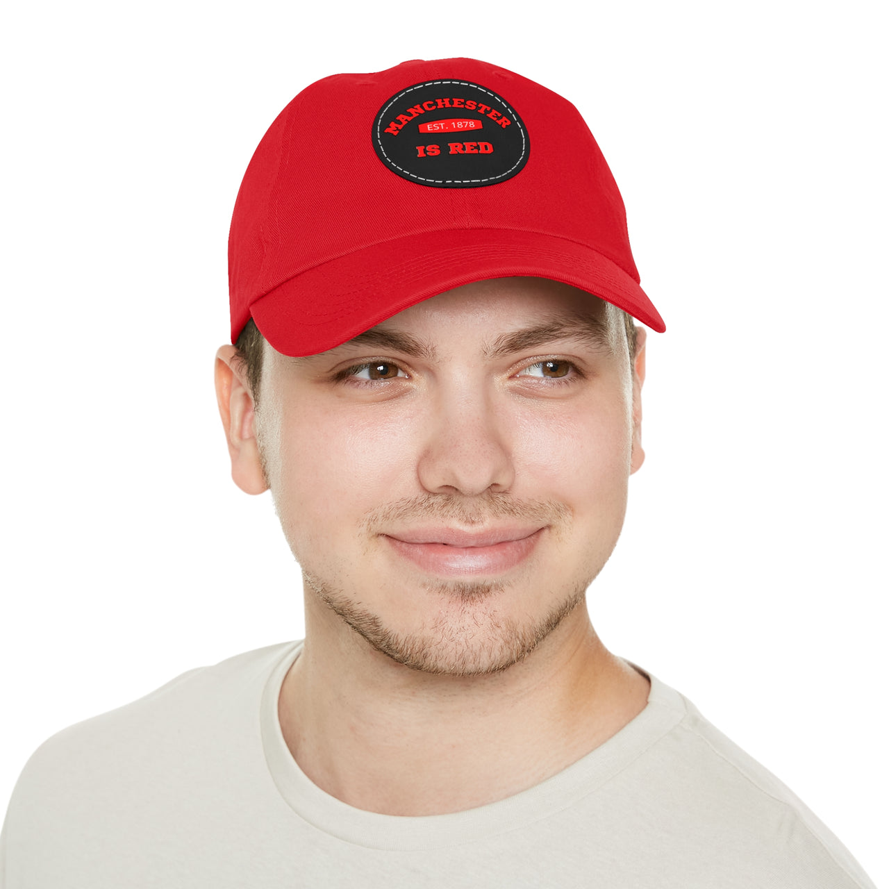 Manchester United Dad Hat with Leather Patch (Round)