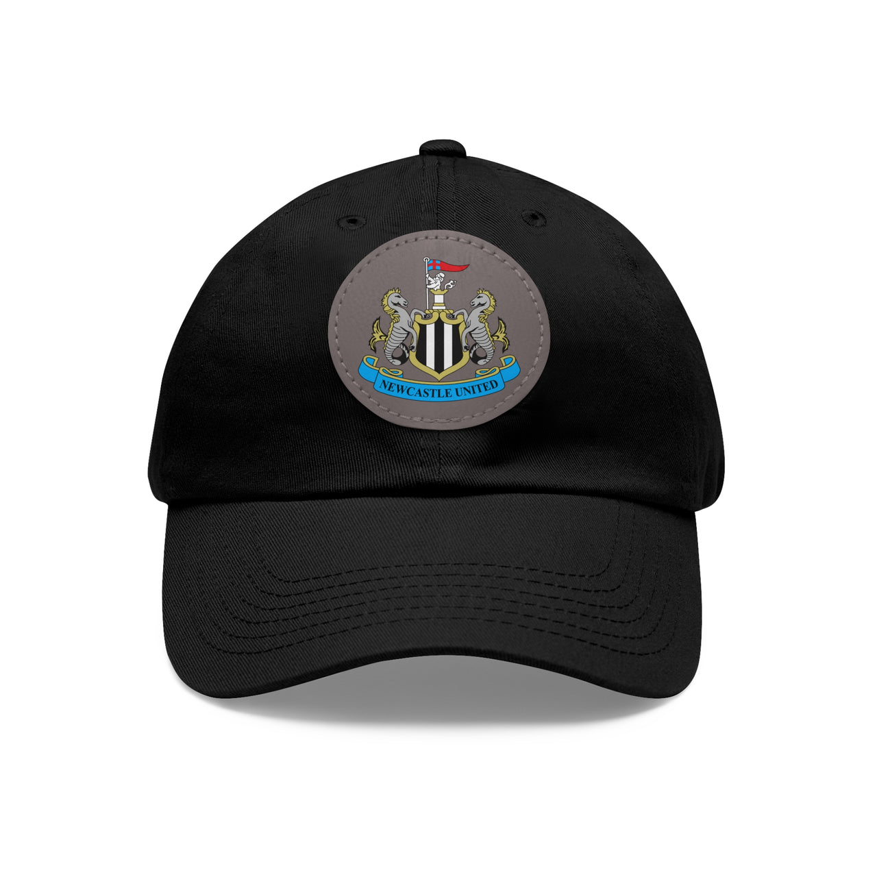 Newcastle Dad Hat with Leather Patch (Round)