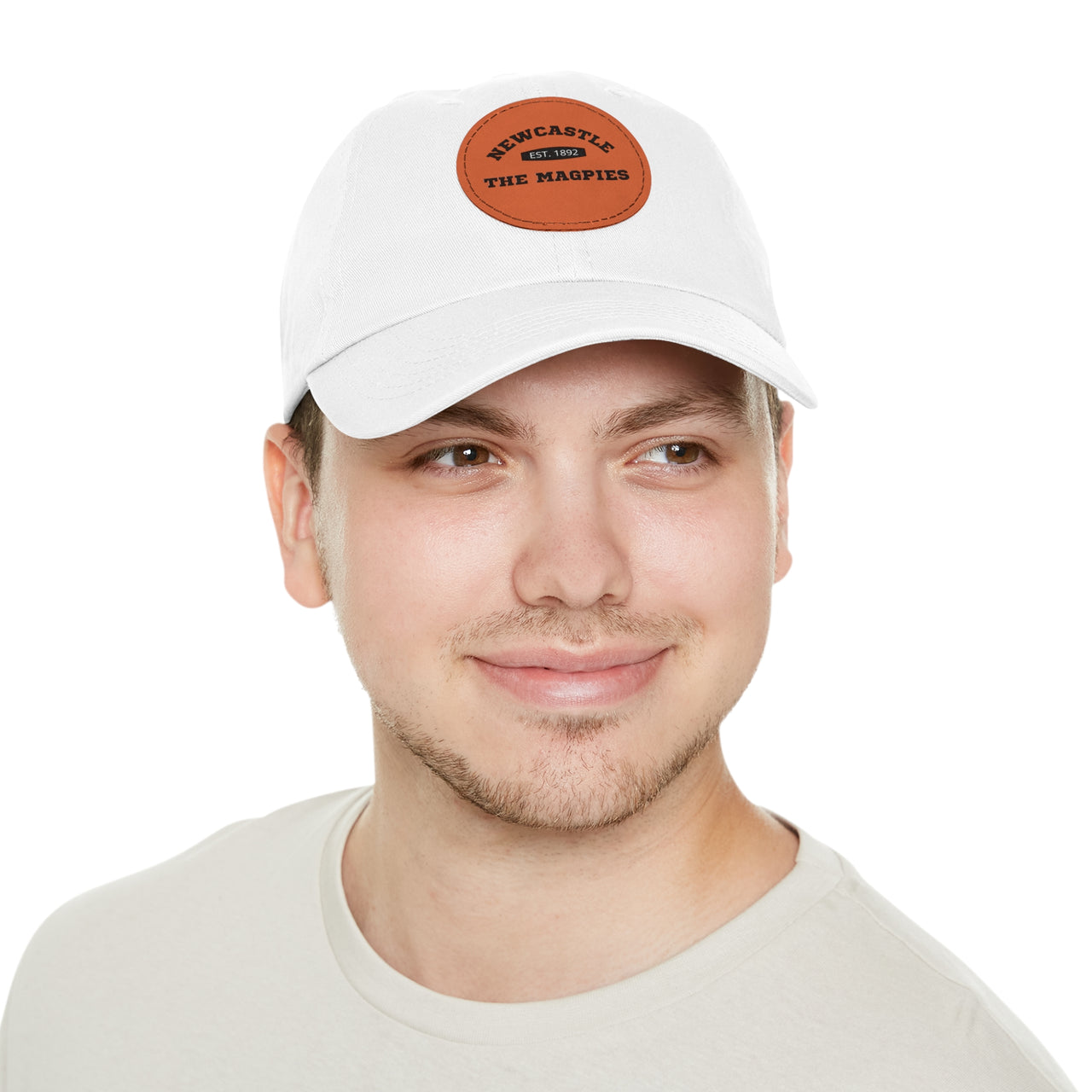 Newcastle Slogan Dad Hat with Leather Patch (Round)