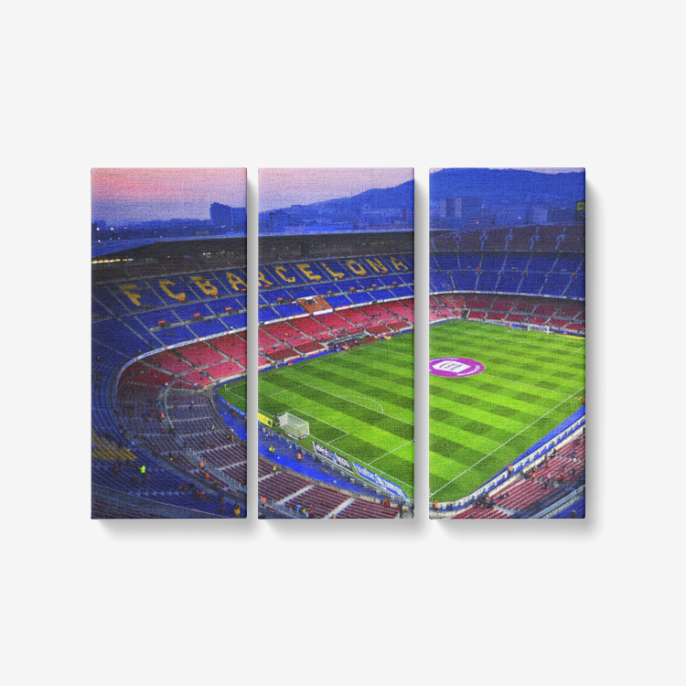 FC Barcelona 3 Piece Canvas Wall Art for Living Room - Framed Ready to Hang 3x8"x18"