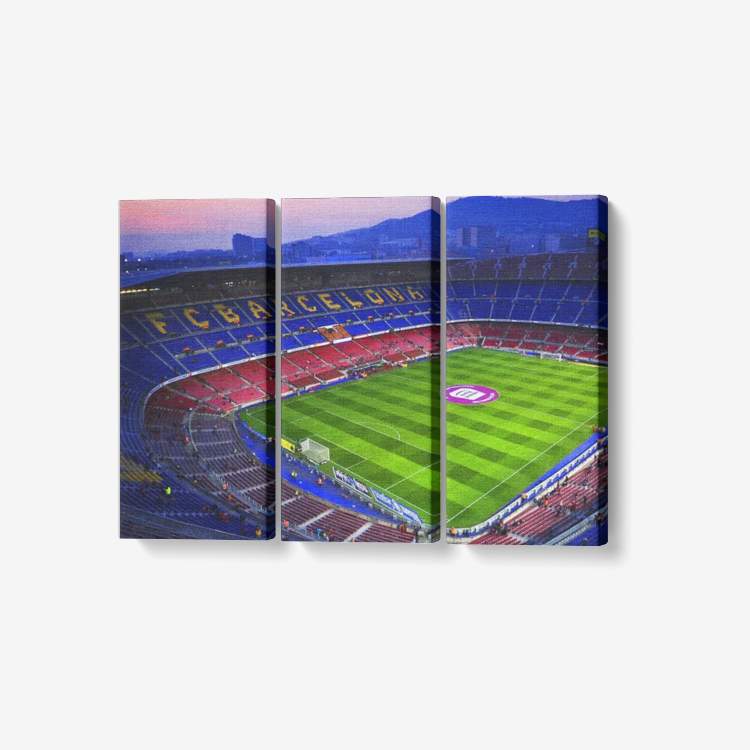 FC Barcelona 3 Piece Canvas Wall Art for Living Room - Framed Ready to Hang 3x8"x18"