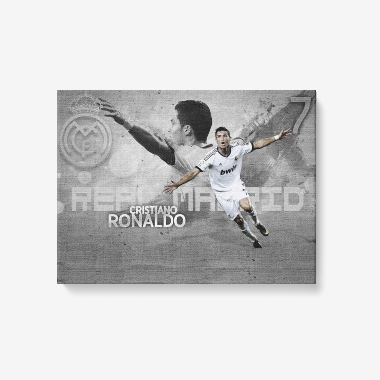 Cristiano Ronaldo Real Madrid 1 Piece Canvas Wall Art for Living Room - Framed Ready to Hang 24"x18"