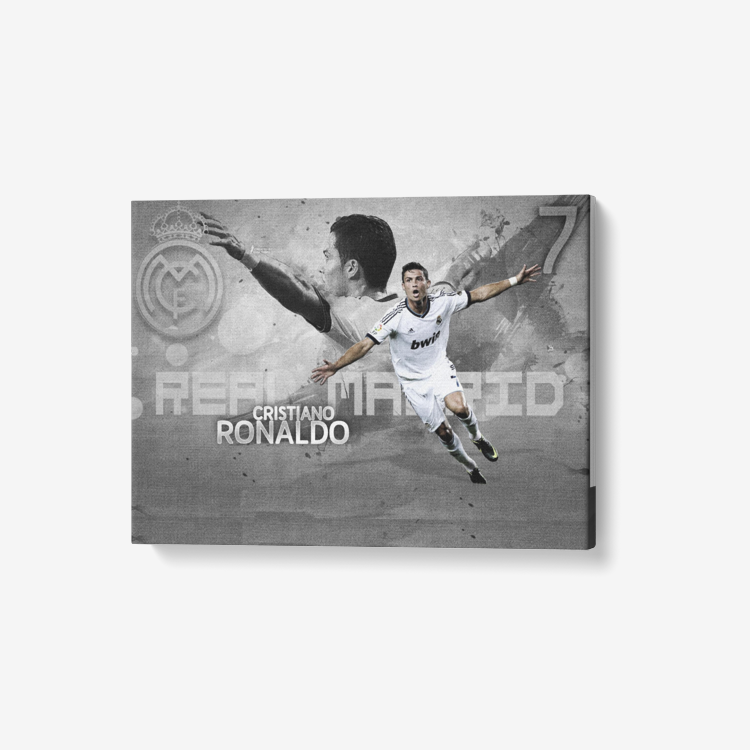 Cristiano Ronaldo Real Madrid 1 Piece Canvas Wall Art for Living Room - Framed Ready to Hang 24"x18"