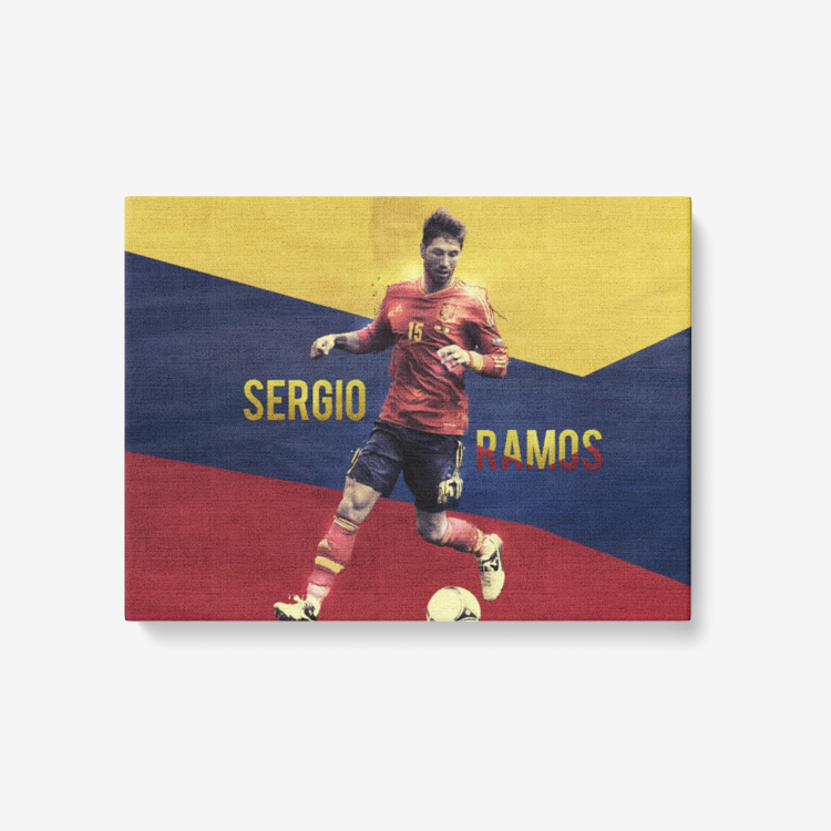 Sergio Ramos Spanish National Team 1 Piece Canvas Wall Art for Living Room - Framed Ready to Hang 24"x18"