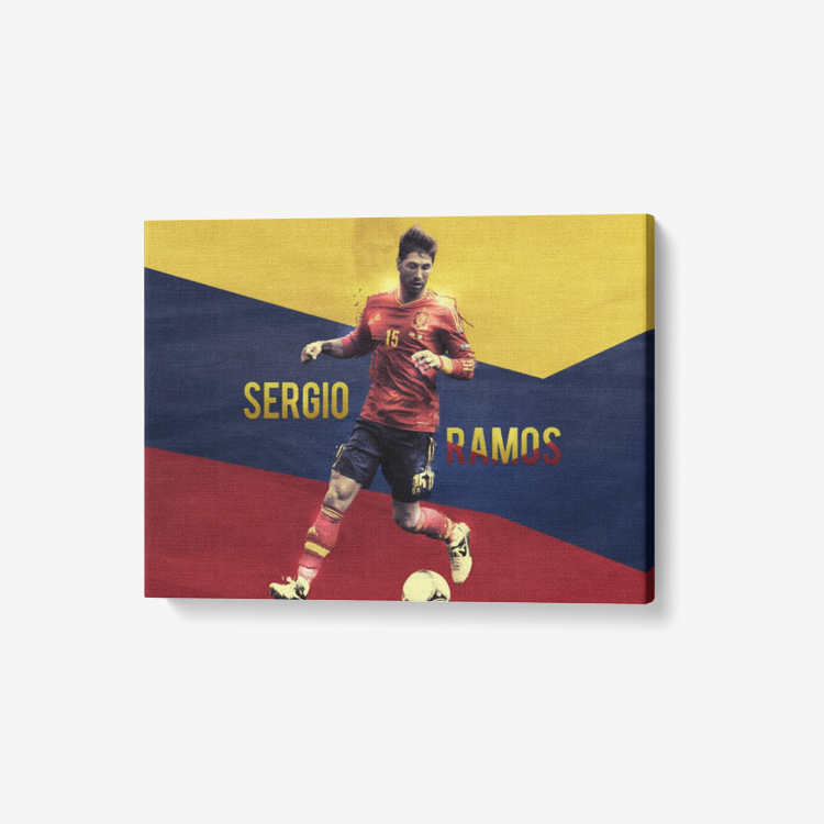 Sergio Ramos Spanish National Team 1 Piece Canvas Wall Art for Living Room - Framed Ready to Hang 24"x18"