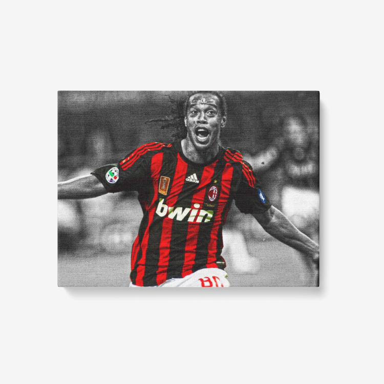 Ronaldinho AC Milan 1 Piece Canvas Wall Art for Living Room - Framed Ready to Hang 24"x18"