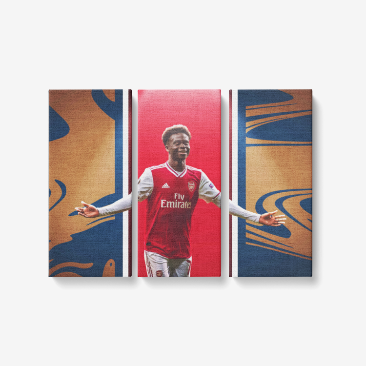 Bukayo Saka 3 Piece Canvas Wall Art for Living Room - Framed Ready to Hang 3x8"x18"