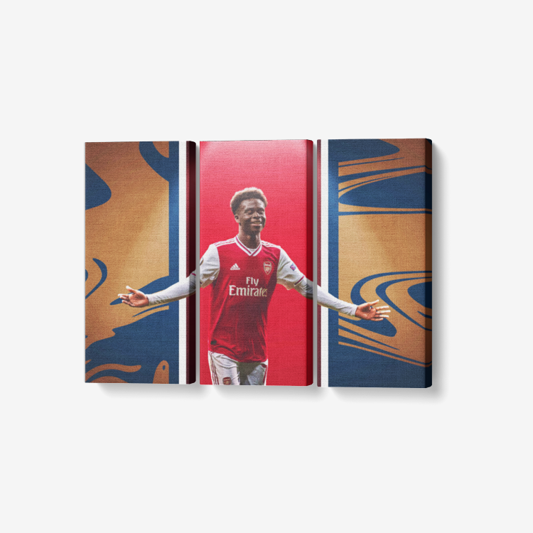 Bukayo Saka 3 Piece Canvas Wall Art for Living Room - Framed Ready to Hang 3x8"x18"